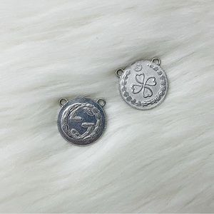 Gucci Sterling Silver Coin Charm Monogram & Clover Double Sided